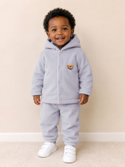 Mi Arcus - Solid Hooded Full Sleeves Sweatshirt And Joggers - Grey