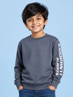 KiddoPanti - Boys Cotton Fleece Full Sleeves Printed Sweatshirt