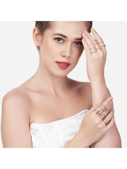 Zaveri Pearls - Gold Tone Contemporary Stackable Rings (Set of 15)