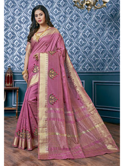 Gahan - Light Wine Women's Assam Cotton Silk Saree with Unstitched Blouse