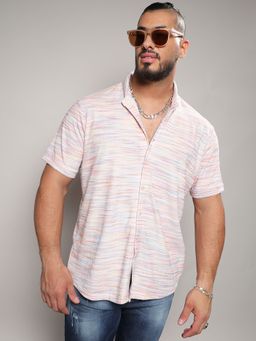 Instafab Plus - Men Multicolour Honeycomb Knit Shirt