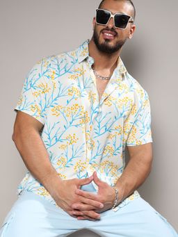 Instafab Plus - Men Multicolour Floral Strokes Shirt