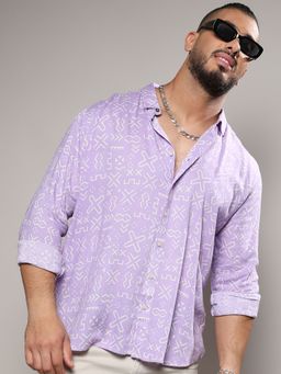 Instafab Plus - Men Lavender Minimal Aztec Shirt