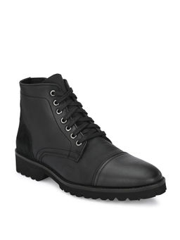 Delize - Solid Black Lace-up Boots