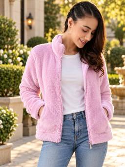 Modeve - Womens Lavender Solid Full Sleeve Winter Jacket