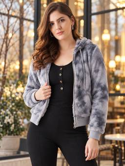 Modeve - Womens Grey Tie & Die Casual Jacket