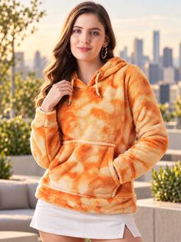 Modeve - Womens Yellow Tie-Dye Winter Hoodie