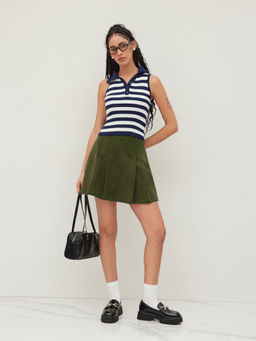 Cider - Corduroy Mid Rise Pleated Mini Skirt