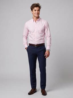 Charagh Din - Pink Blended Regular Collar Full Sleeve Plain Casual Shirt