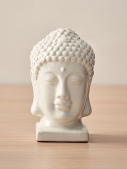 Pure Home + Living - White Ceramic Buddha Head with Base - Small