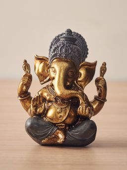 Pure Home + Living - Grey and Gold Polyresin Sitting Ganesha