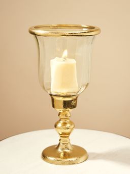 Pure Home + Living - Clear Glass Hurricane with Tall Metal Stand - Large