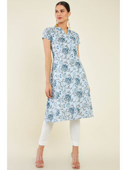 Soch - Women Blue Cotton Printed Kurta