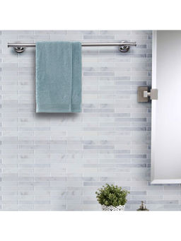 Maspar - Colorart 550GSM Embedded Stripe Solid Nile Blue Hand Towels (Set of 2)