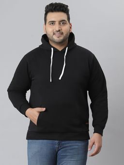 Instafab Plus - Men'S Solid Stylish Full Sleeve Hooded Casual Sweatshirts,Black