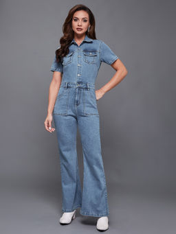 Miss Chase - Blue Solid Jumpsuit