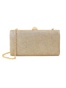 Accessorize London - Women's Faux Leather Gold Lurex Clutch