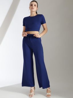 KOTTY - Women Navy Blue Solid Co-Ord (Set of 2)