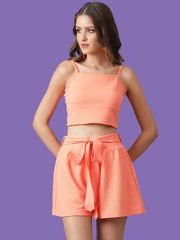 KOTTY - Women Peach Solid Co-Ord (Set of 2)
