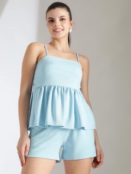 KOTTY - Women Blue Solid Co-Ord (Set of 2)