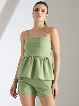 KOTTY - Women Green Solid Co-Ord (Set of 2)