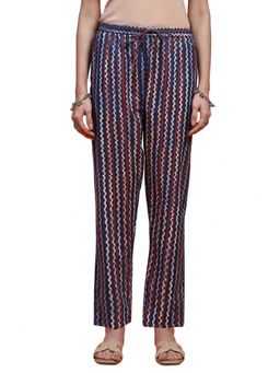 House of Chikankari - Blue Cotton Printed Women's Pant