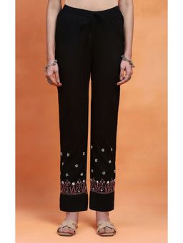 House of Chikankari - Black Cotton Cambric Chikankari Women's Pant
