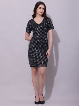 DEBONATELLA - Black Bodycon Sequin Dress