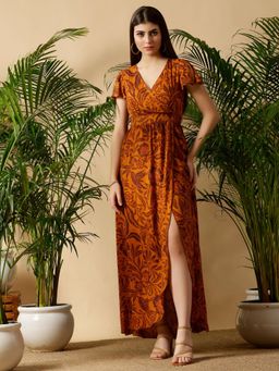 DEBONATELLA - Brown Wrap Around Dress