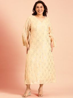 THE PINK MOON - Peach Jacquard Dress