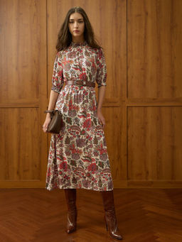 U.S. POLO ASSN. - Women Multi-Color Viscose High Neck Dress