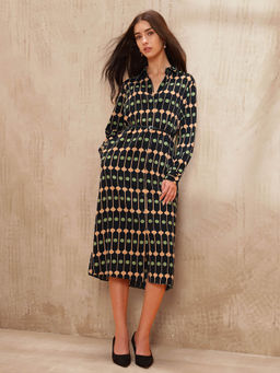 U.S. POLO ASSN. - Women Multi-Color Polyester Mandarin Neck Dress