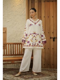 HOUSE OF KARI - Falak Kashmiri Short Kurti - Off White