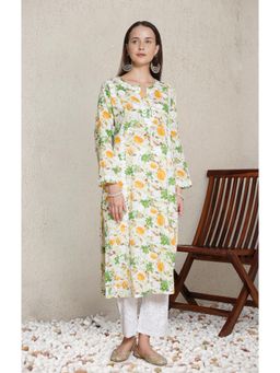 HOUSE OF KARI - Saba Chikankari Kurta In Mul Cotton In Green Floral