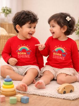 The Natkhat Tales - Red Unisex Kids Printed Organic Cotton T-Shirt