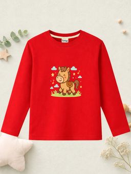 The Natkhat Tales - Red Unisex Kids Printed Organic Cotton T-Shirt