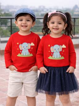 The Natkhat Tales - Red Unisex Kids Printed Organic Cotton T-Shirt