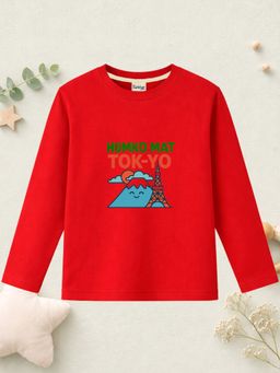 The Natkhat Tales - Red Unisex Kids Printed Organic Cotton T-Shirt