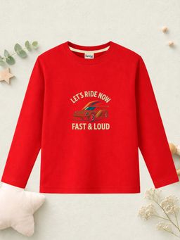 The Natkhat Tales - Red Unisex Kids Printed Organic Cotton T-Shirt