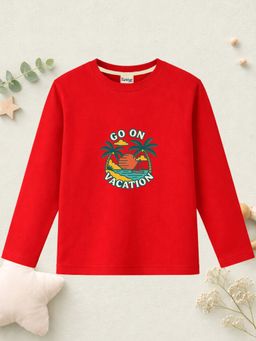 The Natkhat Tales - Red Unisex Kids Printed Organic Cotton T-Shirt
