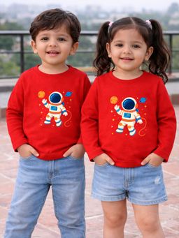The Natkhat Tales - Red Unisex Kids Printed Organic Cotton T-Shirt