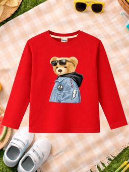 The Natkhat Tales - Red Unisex Kids Printed Organic Cotton T-Shirt