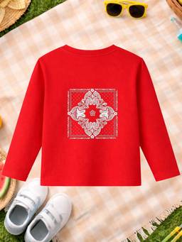 The Natkhat Tales - Red Unisex Kids Printed Organic Cotton T-Shirt