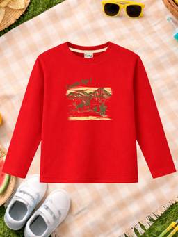 The Natkhat Tales - Red Unisex Kids Printed Organic Cotton T-Shirt