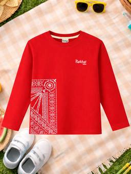 The Natkhat Tales - Red Unisex Kids Printed Organic Cotton T-Shirt