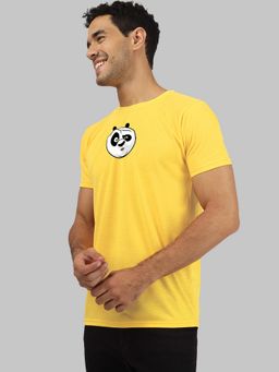 Greylongg - Yellow Graphic Printed Round Neck T-Shirt