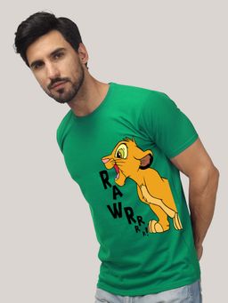 Greylongg - Green Graphic Printed Round Neck T-Shirt