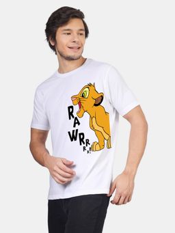 Greylongg - White Graphic Printed Round Neck T-Shirt