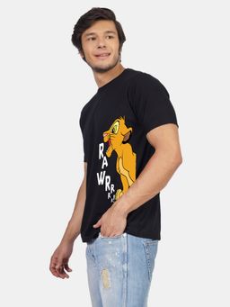 Greylongg - Black Graphic Printed Round Neck T-Shirt