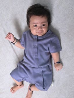 Cocoon Care - Metallic Bamboo Knit Short Sleeve Romper for Babies